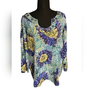 Ruby Rd. Multi-Color Tunic with Scooped Neck with Beads